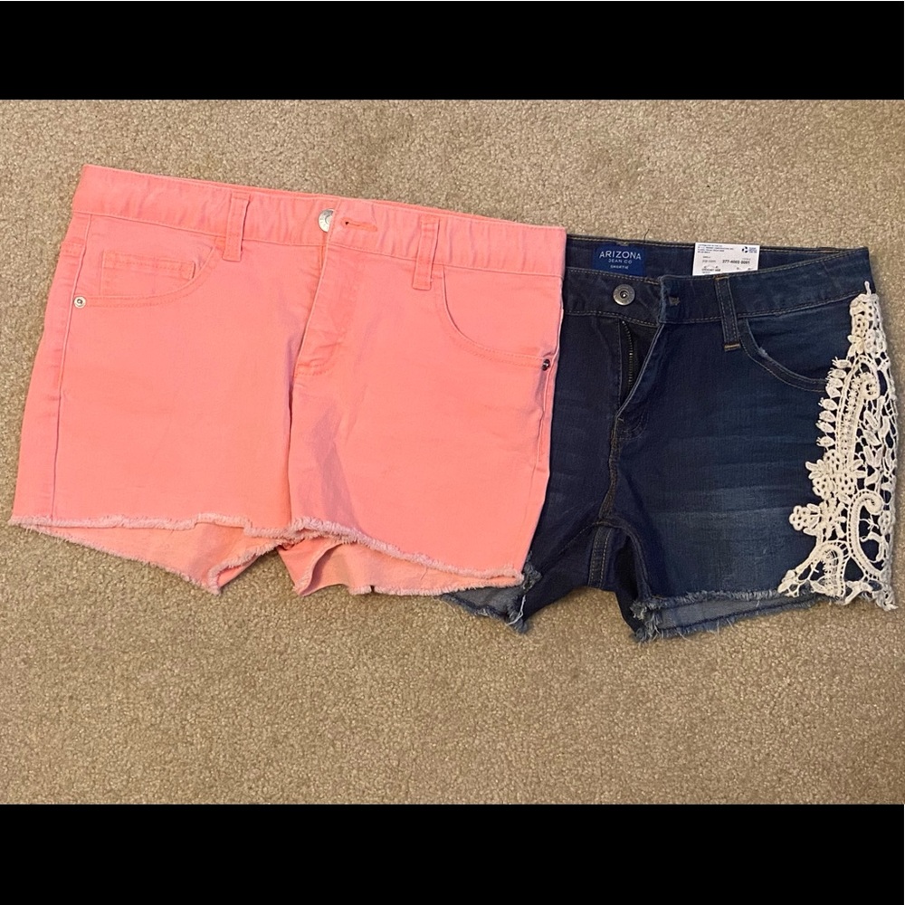 Shorts 2 pair-1 justice/1 Arizona size 14 plus